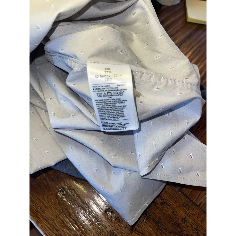 Banana Republic‎ Slim Fit Tech Stretch Cotton Mens Shirt XXL Gray Blue